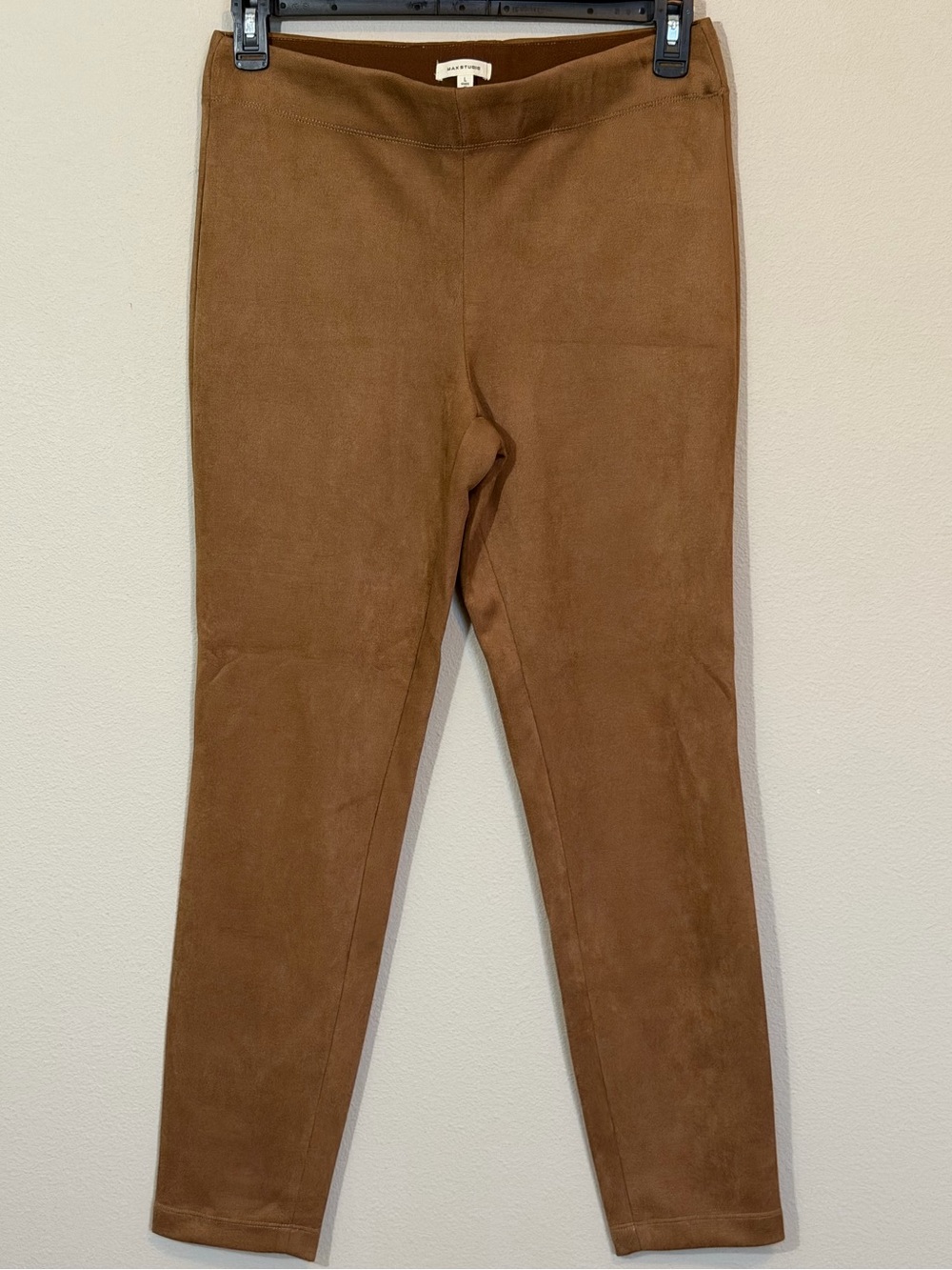 Max Studio Brown Suede-Look Pull-On Leggings